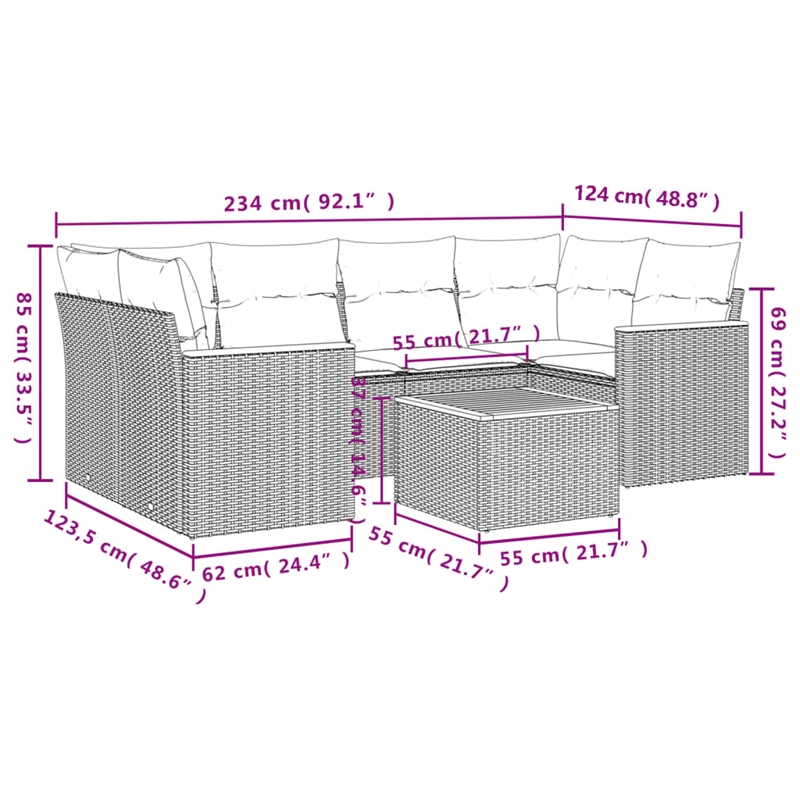 vidaXL 7 Piece Sofa Set in Beige