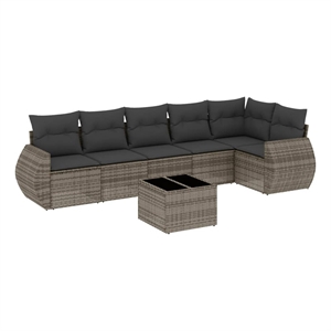 vidaXL 7 Piece Poly Rattan Large Sofa Set in Gray