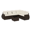 vidaXL 7 Piece Poly Rattan Sofa Set in White/Brown/Cream