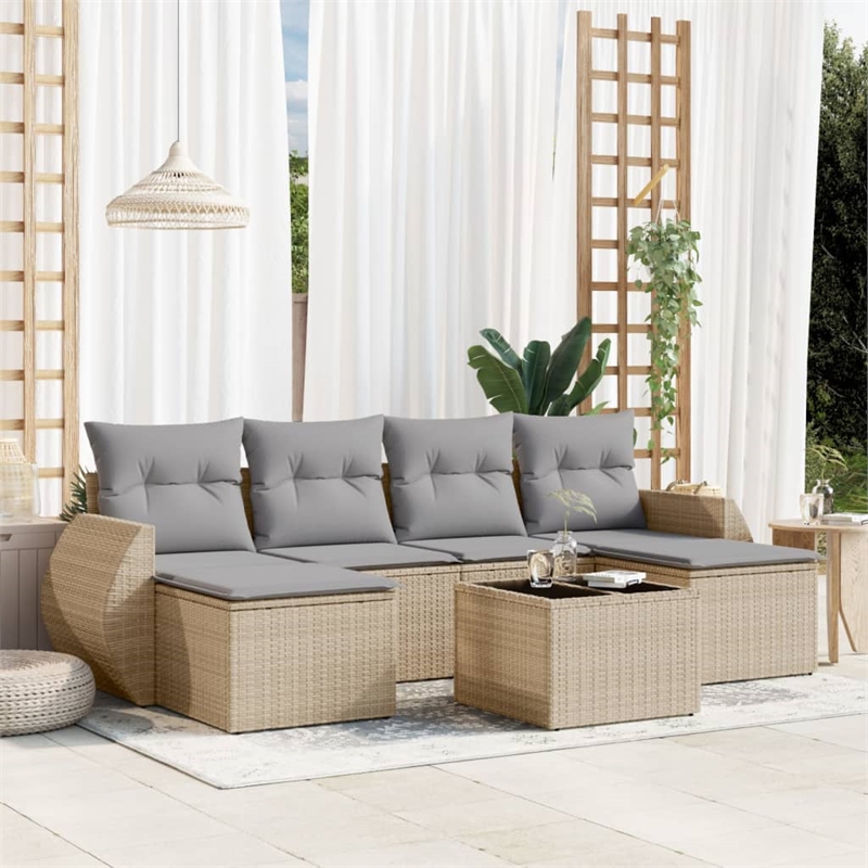 vidaXL 7 Piece Steel Sofa Set in Beige