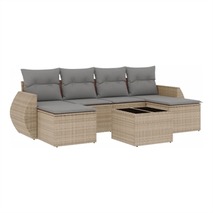 vidaXL 7 Piece Steel Sofa Set in Beige