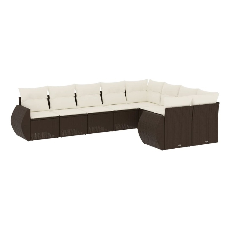 vidaXL 9 Piece Steel Large Sofa Set in White/Brown/Cream
