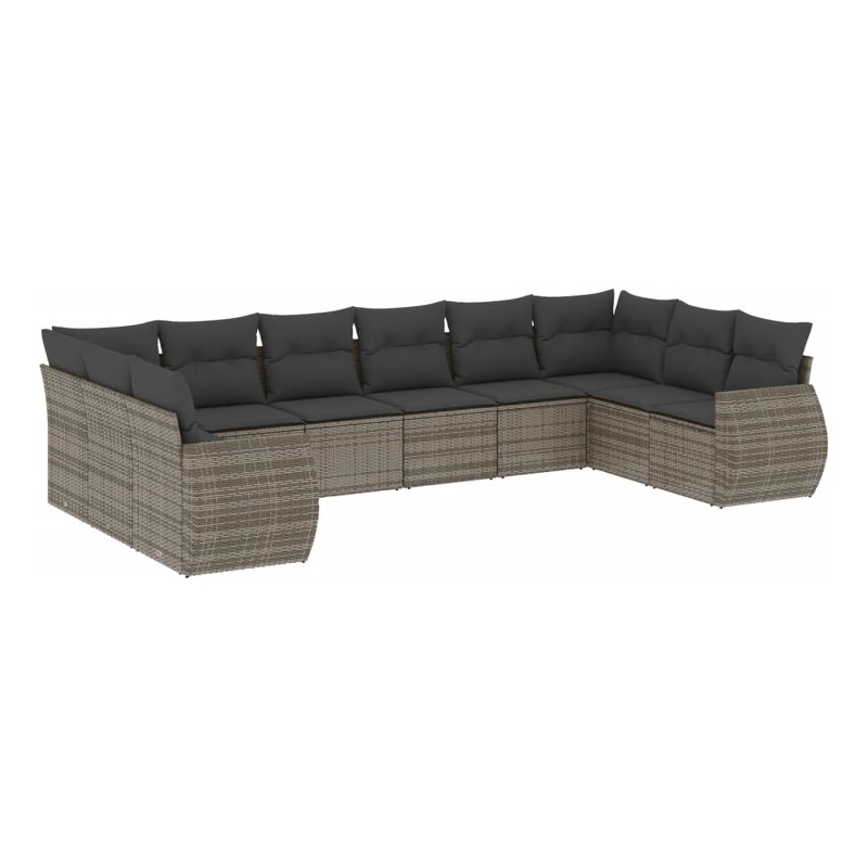 vidaXL 10 Piece Poly Rattan Sofa Set in Gray