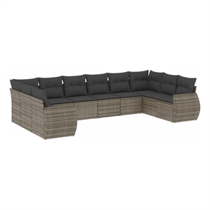 vidaXL 10 Piece Poly Rattan Sofa Set in Gray