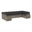 vidaXL 10 Piece Poly Rattan Sofa Set in Gray