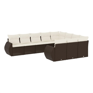 vidaXL 10 Piece Large Sofa Set in Brown
