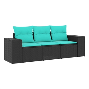 vidaXL 3 Piece Poly Rattan Large Patio Sofa Set in Black
