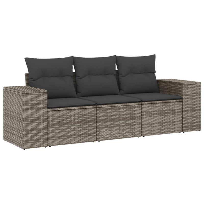 vidaXL 3 Piece Poly Rattan Sofa Set in Gray