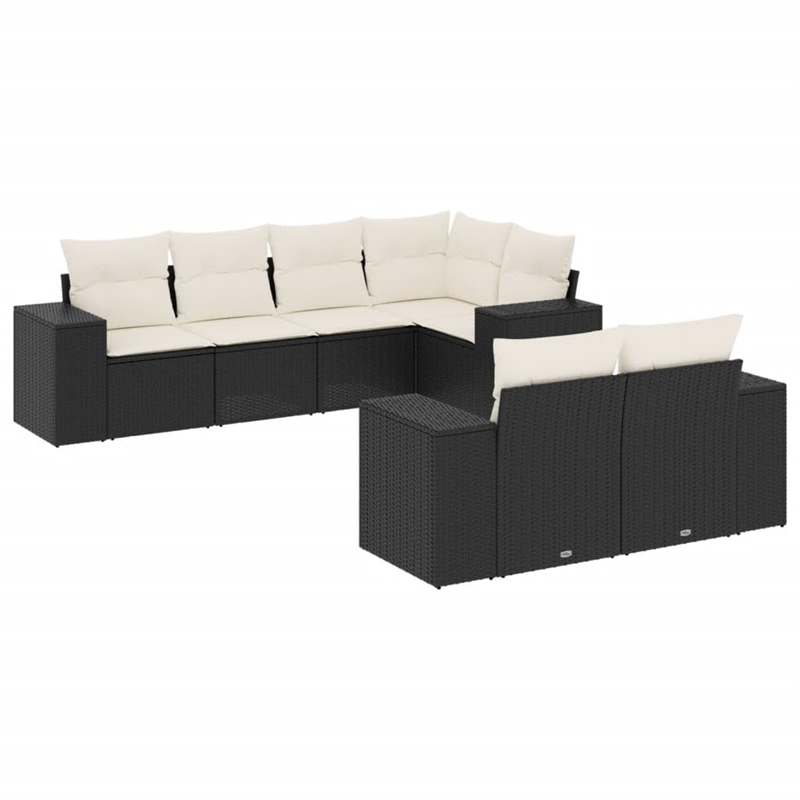 vidaXL 7 Piece Steel Sofa Set in Black