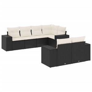 vidaXL 7 Piece Steel Sofa Set in Black