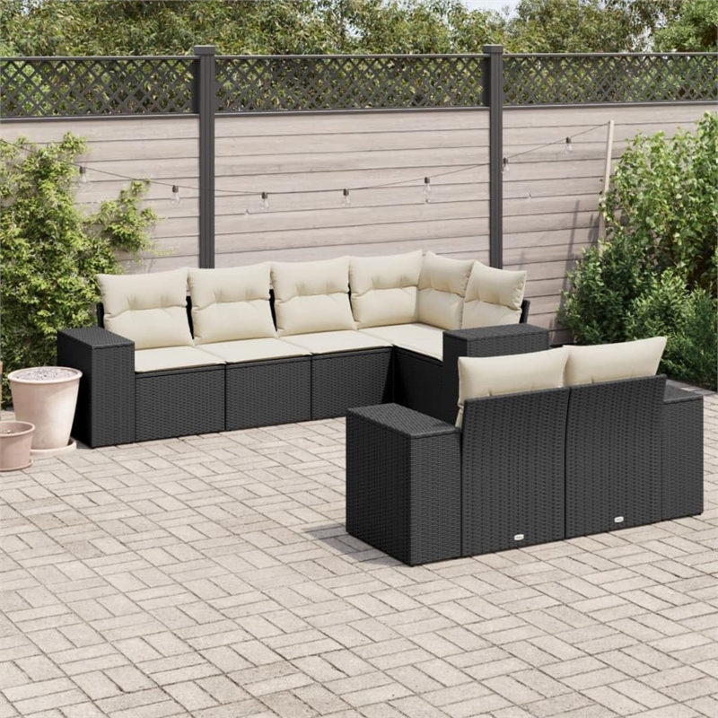 vidaXL 7 Piece Steel Sofa Set in Black