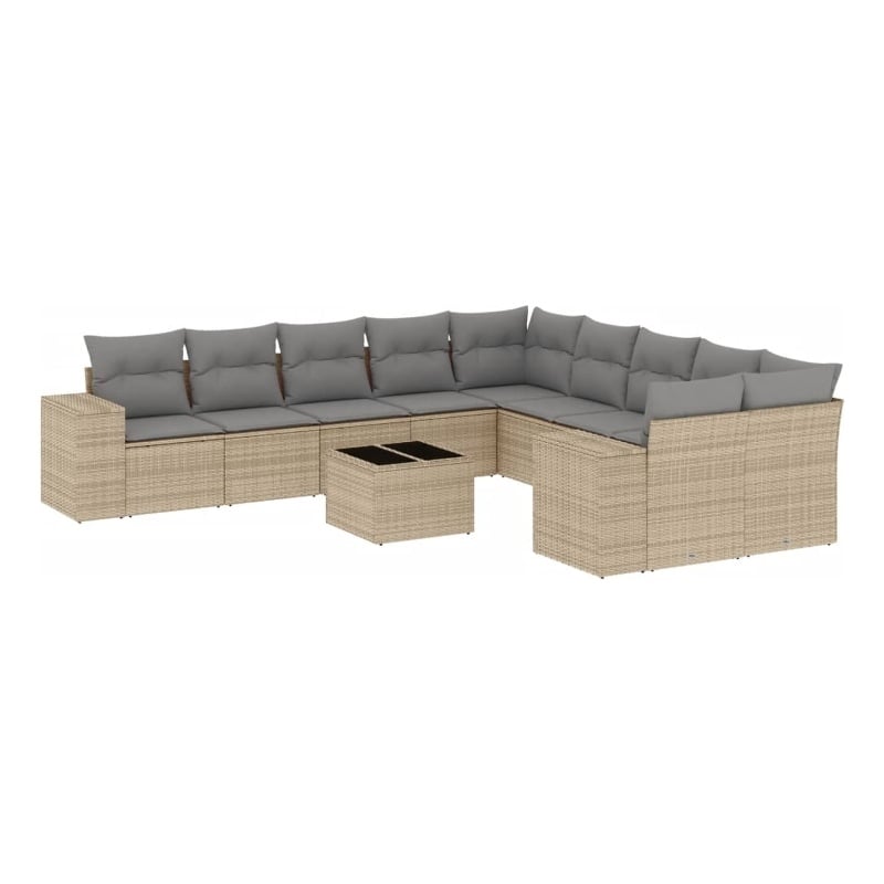 vidaXL Poly Rattan Sofa Set in Beige