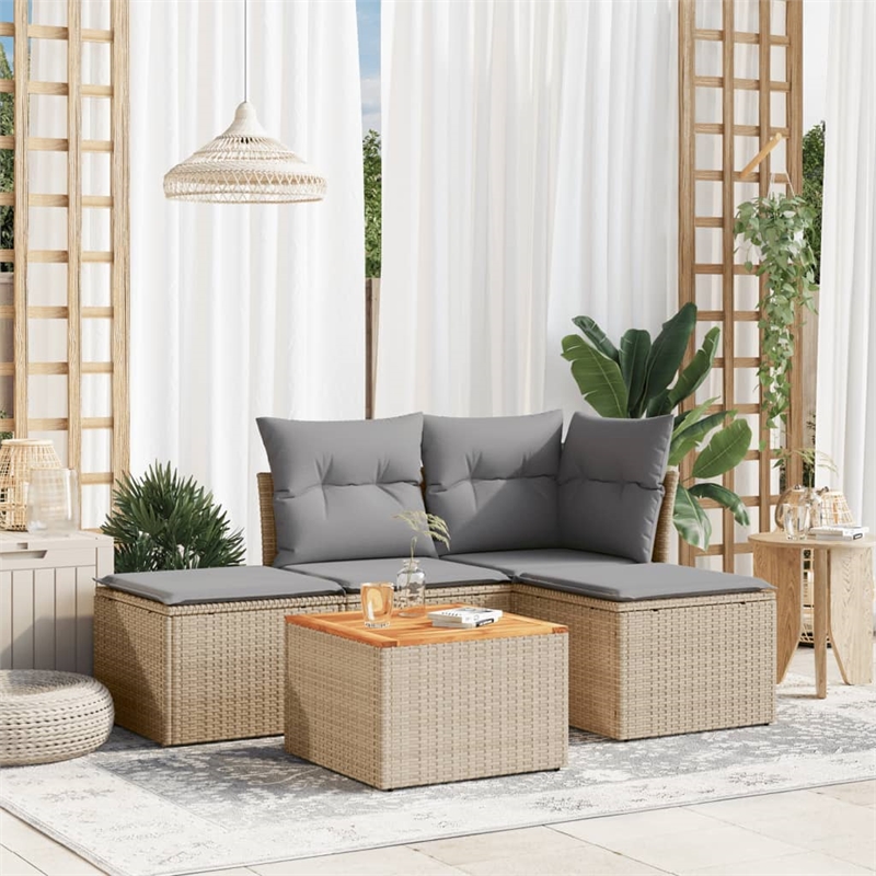 vidaXL 5 Piece Steel Small Sofa Set in Beige