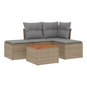 vidaXL 5 Piece Steel Small Sofa Set in Beige