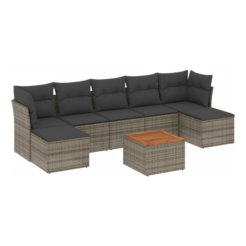 vidaXL 8 Piece Solid Acacia Wood Sofa Set in Gray