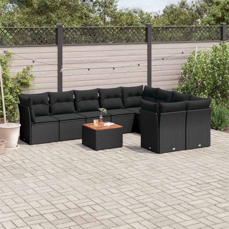 vidaXL 10 Piece Sofa Set in Black