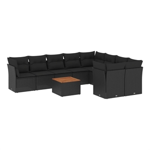 vidaXL 10 Piece Sofa Set in Black
