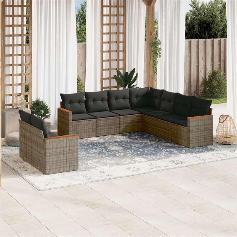 vidaXL 9 Piece Large Sofa Set in Gray