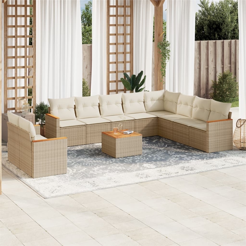 vidaXL 11 Piece Small Sofa Set in White/Cream/Beige