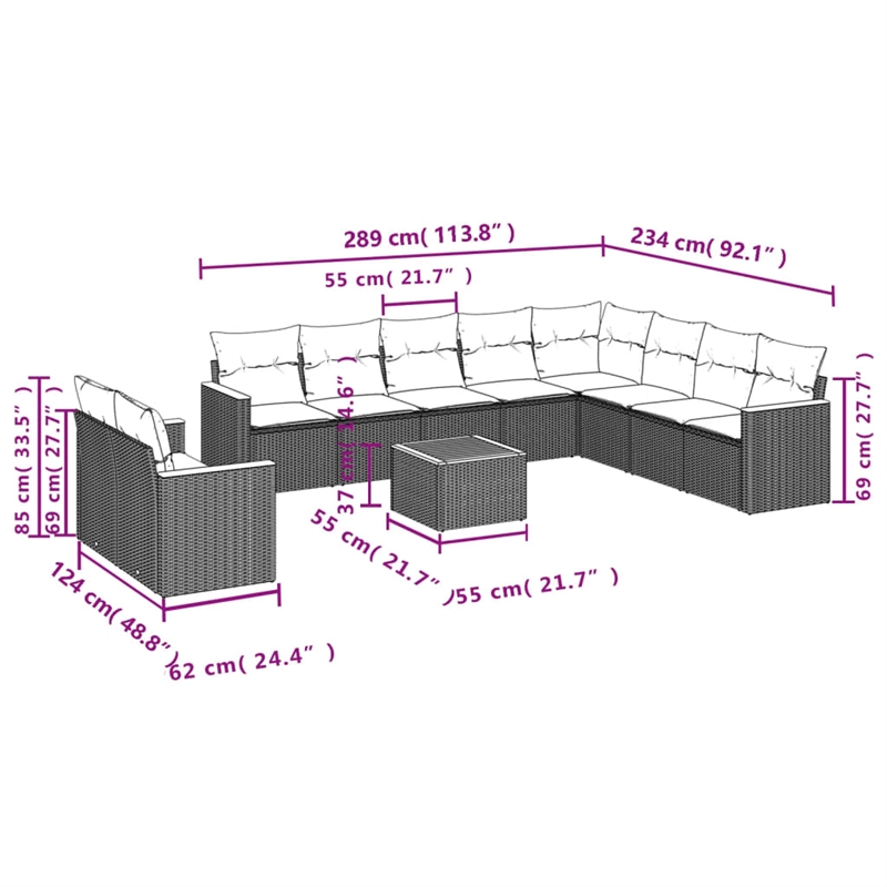 vidaXL 11 Piece Small Sofa Set in White/Cream/Beige