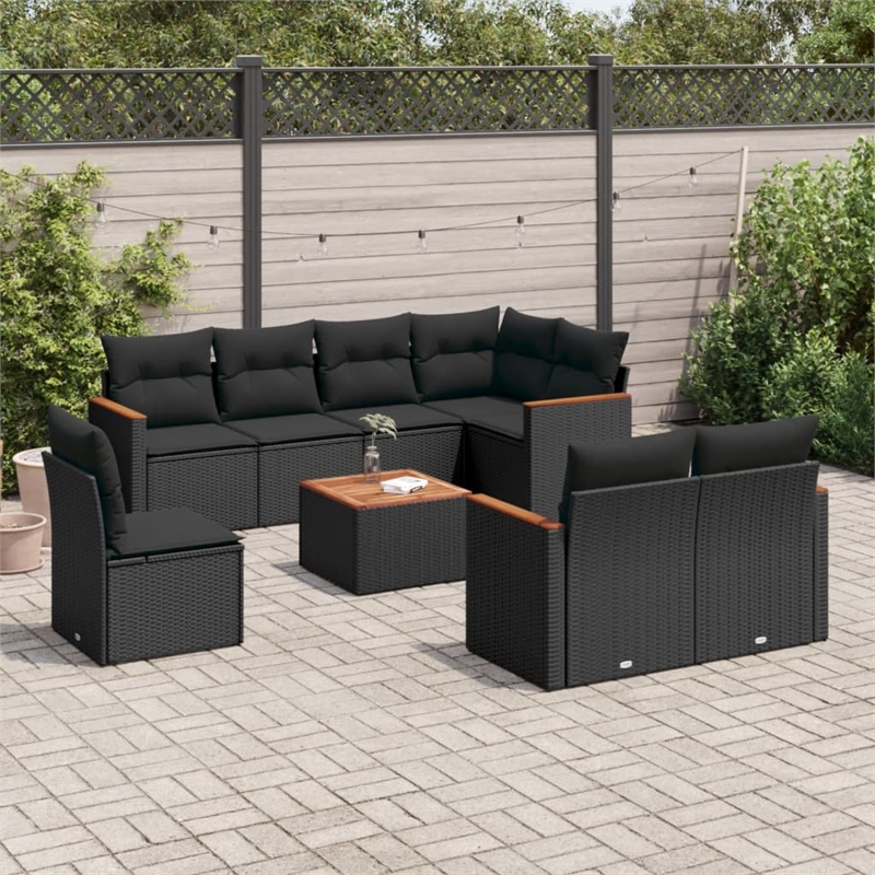vidaXL 9 Piece Sofa Set in Black