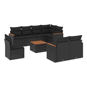 vidaXL 9 Piece Sofa Set in Black