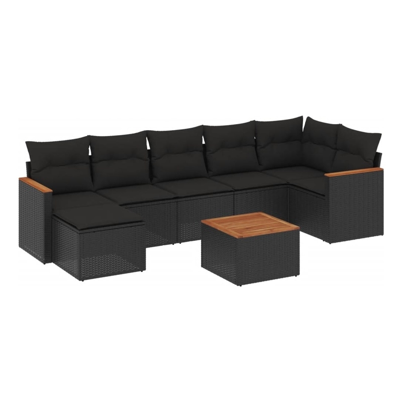 vidaXL 8 Piece Poly Rattan Large Sofa Set in Black