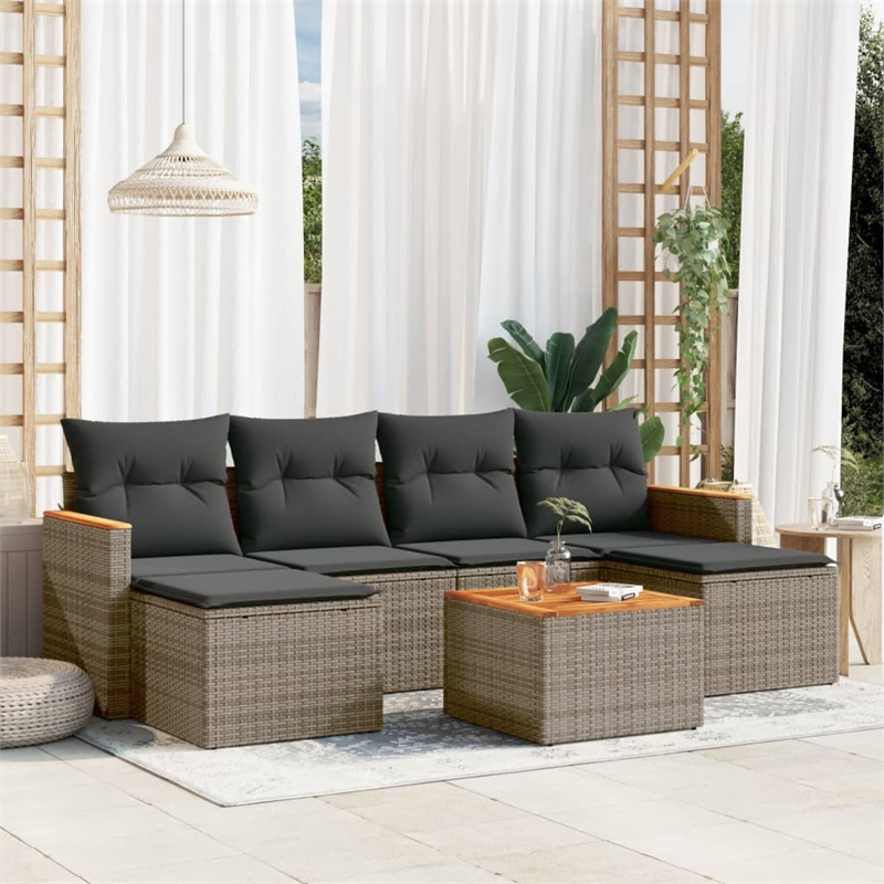 vidaXL Solid Acacia Wood Sofa Set in Gray