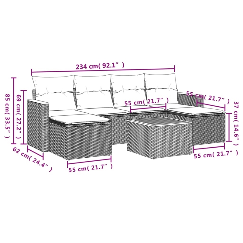 vidaXL Solid Acacia Wood Sofa Set in Gray