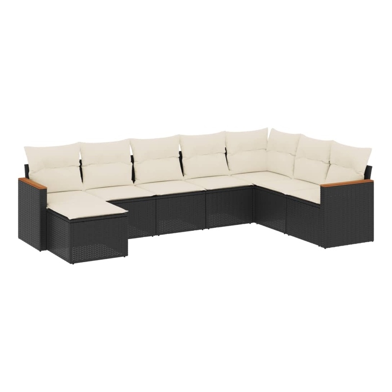 vidaXL 8 Piece Steel Sofa Set in Black/White/Cream