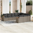 vidaXL 10 Piece Poly Rattan Sofa Set in Gray