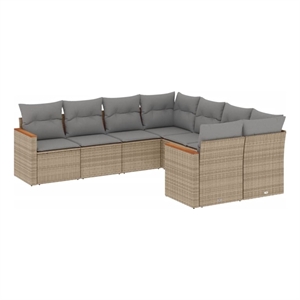 vidaXL 8 Piece Poly Rattan Large Sofa Set in Gray/Beige