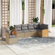 vidaXL 6 Piece Poly Rattan Sofa Set in Gray/Beige