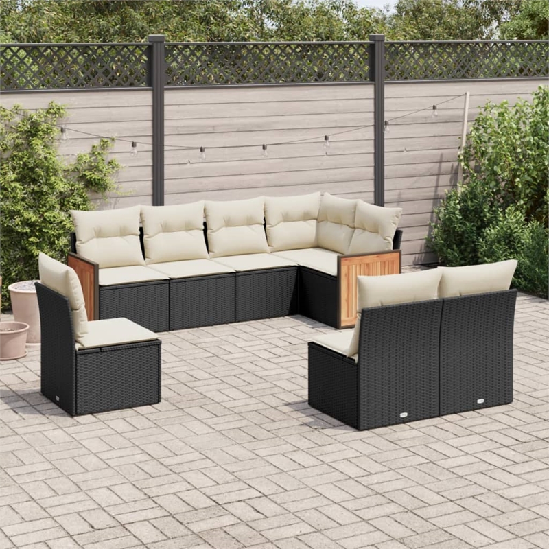vidaXL 8 Piece Small Sofa Set in Black/Cream
