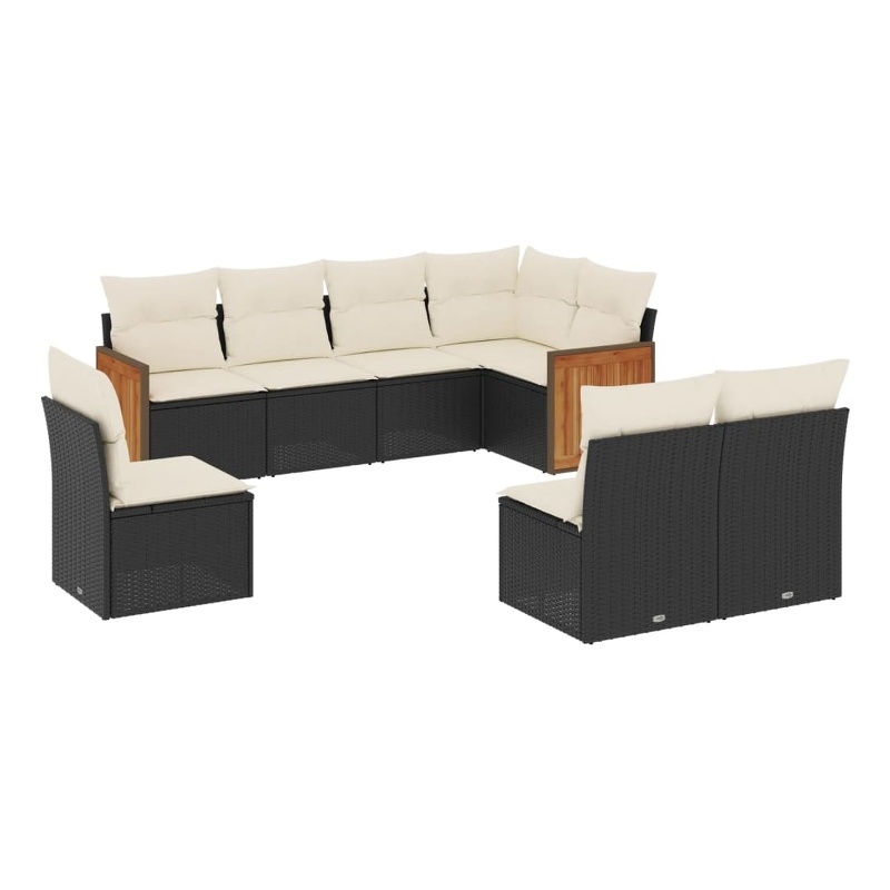 vidaXL 8 Piece Small Sofa Set in Black/Cream
