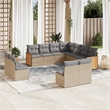 vidaXL 11 Piece Poly Rattan Sofa Set in Gray/Beige