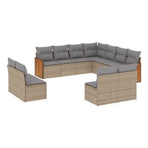 vidaXL 11 Piece Poly Rattan Sofa Set in Gray/Beige