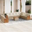 vidaXL 11 Piece Solid Acacia Wood Large Sofa Set in Beige