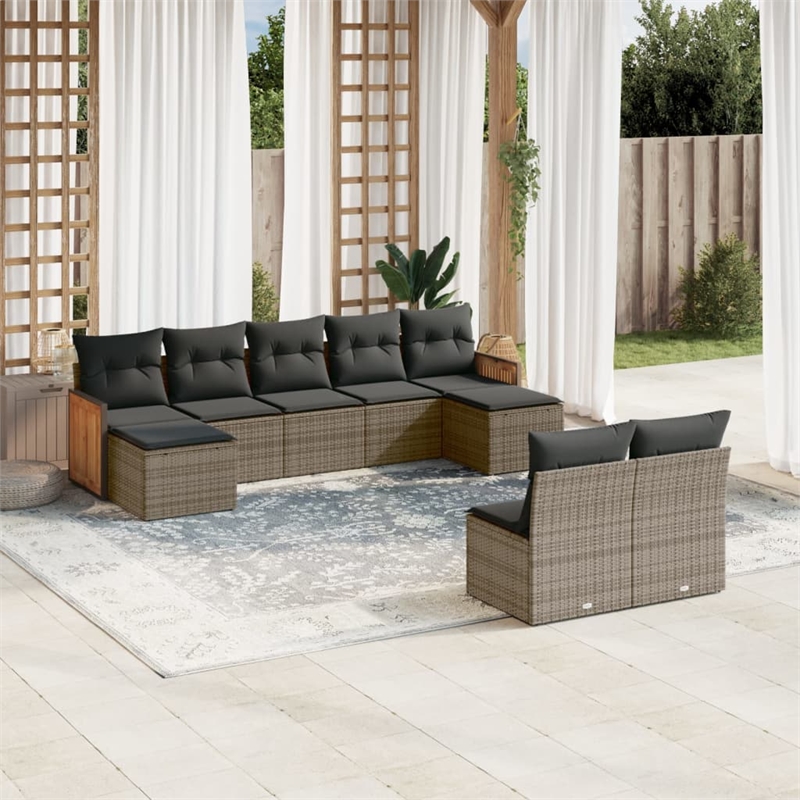 vidaXL 9 Piece Large Sofa Set in Gray