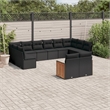 vidaXL 12 Piece Poly Rattan Large Sofa Set in Black