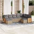 vidaXL 9 Piece Poly Rattan Small Sofa Set in Gray/Beige
