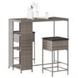 vidaXL 3 Piece Poly Rattan Bar Set in Gray