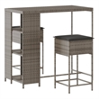 vidaXL 3 Piece Poly Rattan Bar Set in Gray