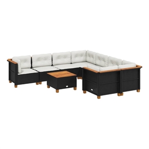 vidaXL 9 Piece Poly Rattan Sofa Set in Black/Cream