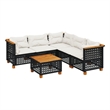 vidaXL 6 Piece Poly Rattan Sofa Set in Black/White/Cream