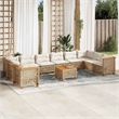 vidaXL 11 Piece Solid Acacia Wood Large Sofa Set in Beige