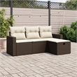vidaXL 4 Piece Sofa Set in White/Brown/Cream