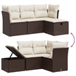 vidaXL 4 Piece Sofa Set in White/Brown/Cream