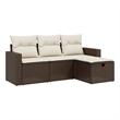 vidaXL 4 Piece Sofa Set in White/Brown/Cream