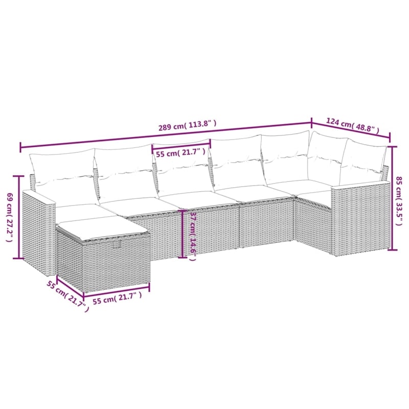 vidaXL 7 Piece Poly Rattan Sofa Set in Black